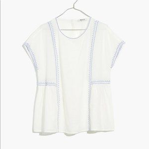 New Madewell embroidered crewneck folk top